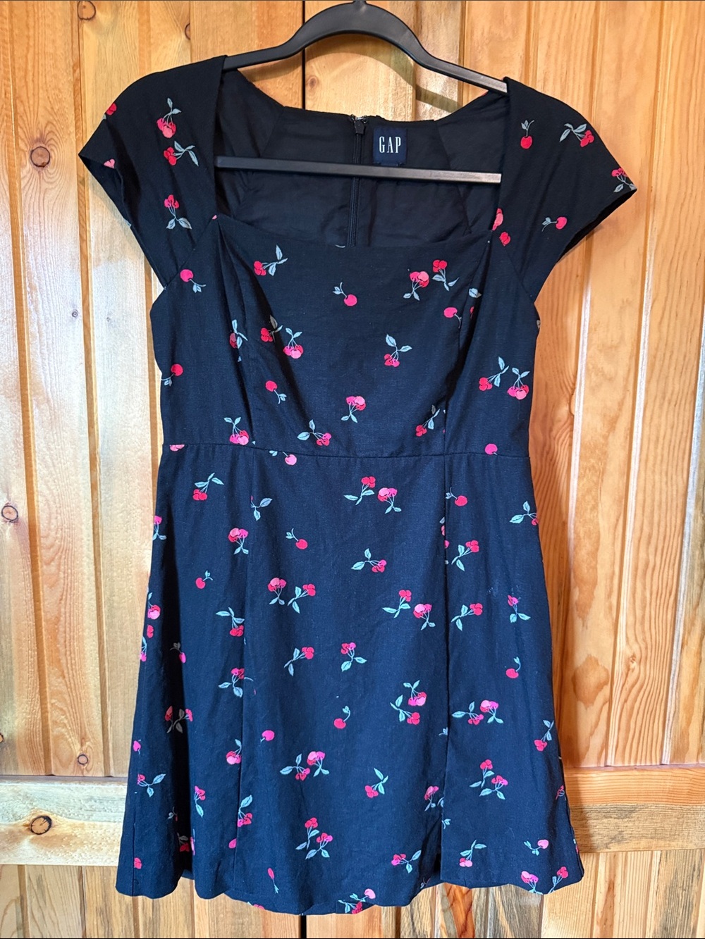 GAP Black Cherry Print Fit & Flare Dress